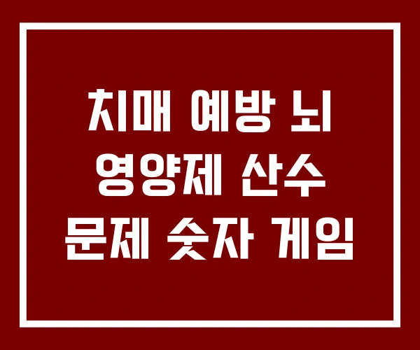 치매 예방 뇌 영양제 산수 문제 숫자 게임