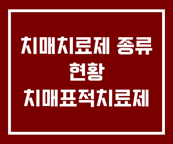 치매치료제 종류 현황 치매표적치료제
