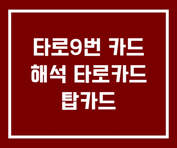 타로9번 카드 해석 타로카드 탑카드