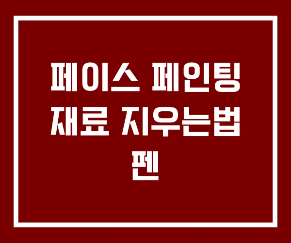 페이스 페인팅 재료 지우는법 펜
