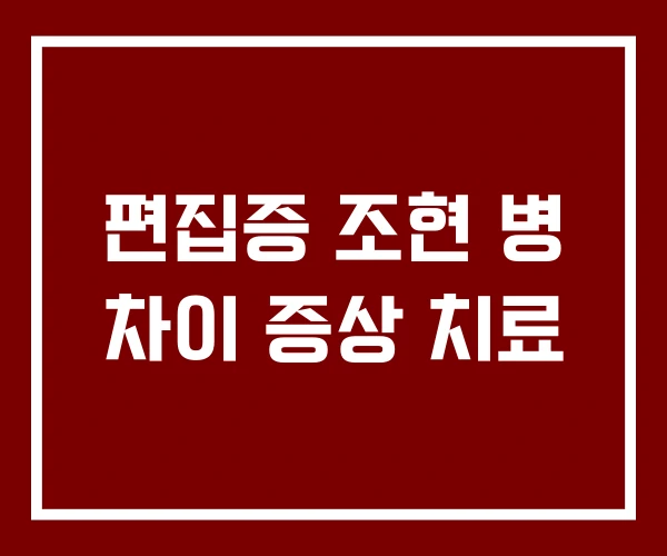 편집증 조현 병 차이 증상 치료