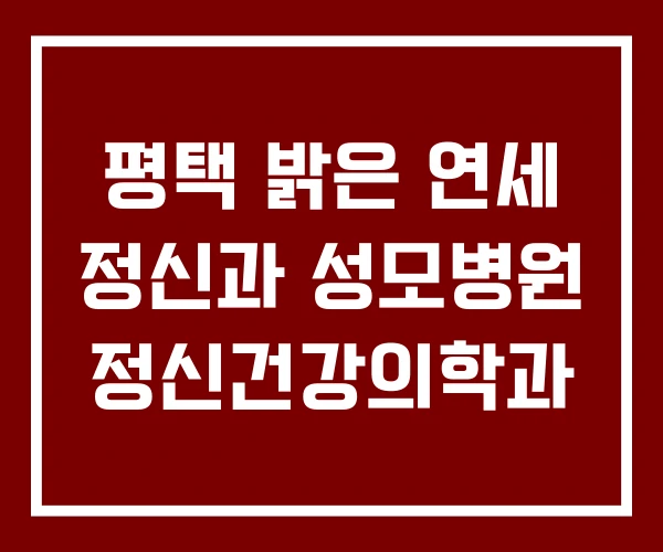 평택 밝은 연세 정신과 성모병원 정신건강의학과