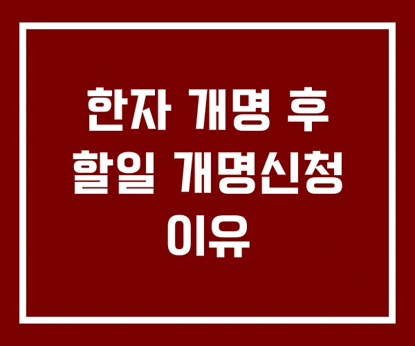 한자 개명 후 할일 개명신청 이유 한자 개명 후 할일 개명신청 이유