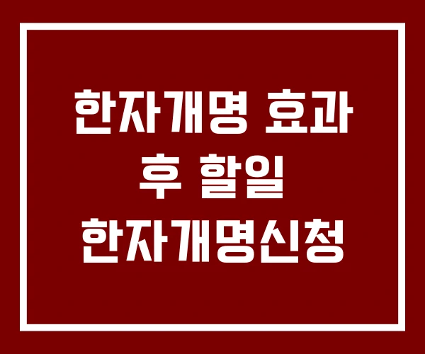 한자개명 효과 후 할일 한자개명신청 한자개명 효과 후 할일 한자개명신청
