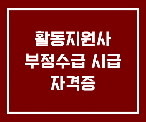 활동지원사 부정수급 시급 자격증 활동지원사 부정수급 시급 자격증