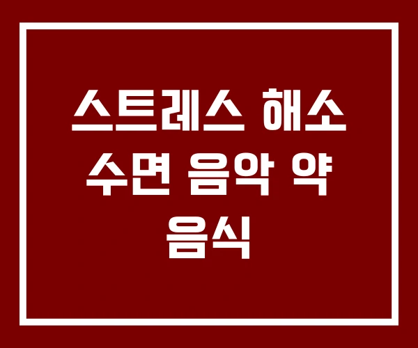 스트레스 해소 수면 음악 약 음식